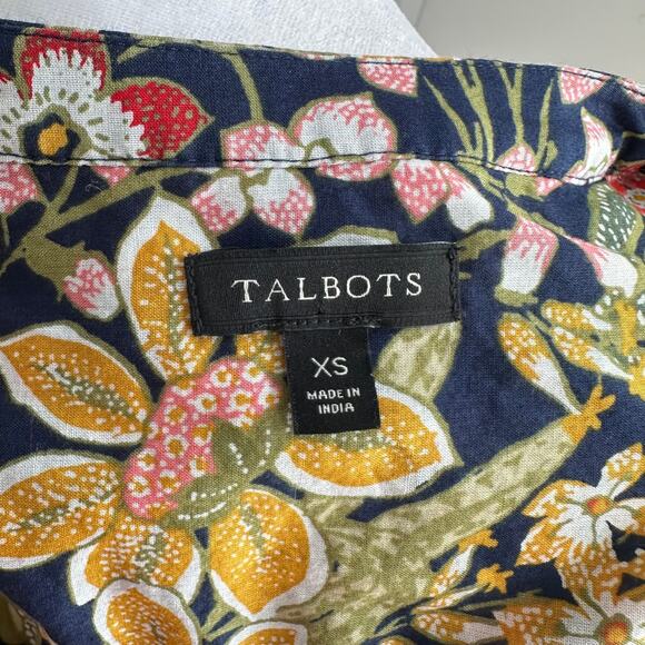 Talbots 100% Cotton XS Colorful Pintuck Floral Lightweight Feminine Blouse - Picture 6 of 7